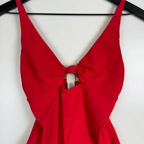 Tory Burch Poppy Red Palma Cut Out One Piece Swim Suit - S - Picture 2 of 8